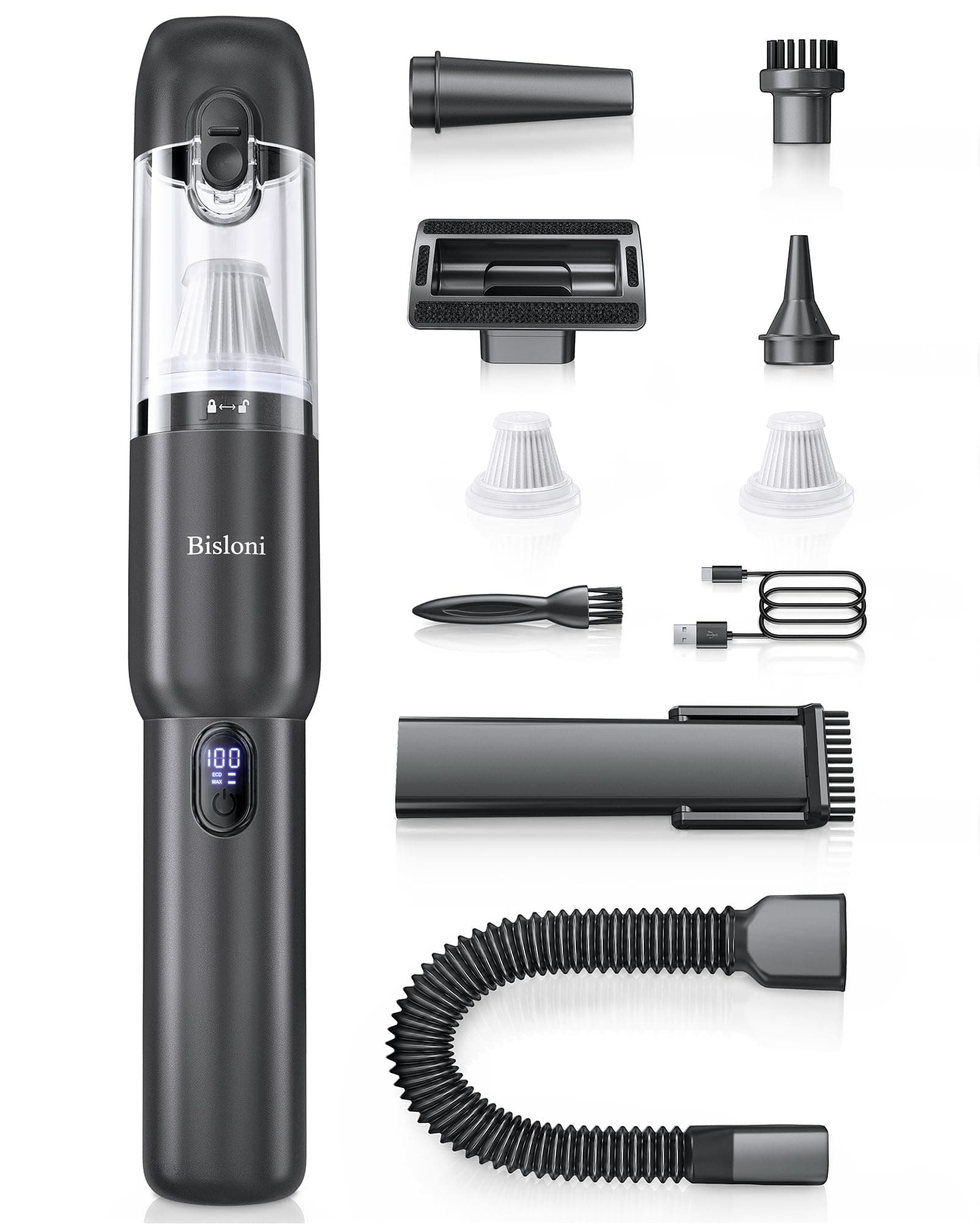 Car Vacuum 4-in-1 Small Handheld Vacuum w/ 20000Pa Suction, Cordless Hand Held Vacuum Rechargeable w/ Power Display, Portable Cordless Mini chez Amazon US