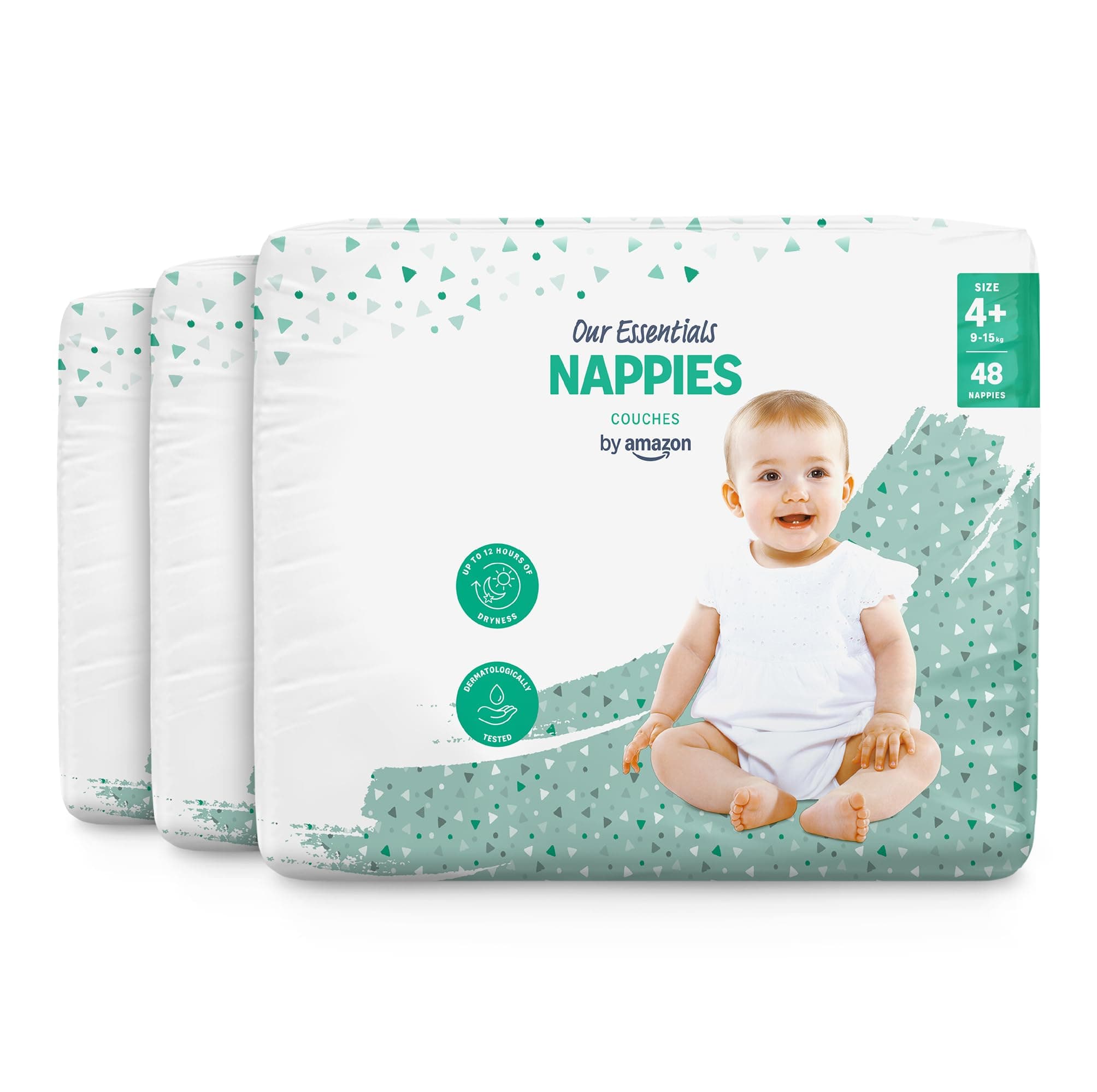 by Amazon Nappies - Size 4+ (9-15kg) - 144 count (3 Packs of 48) chez Amazon UK