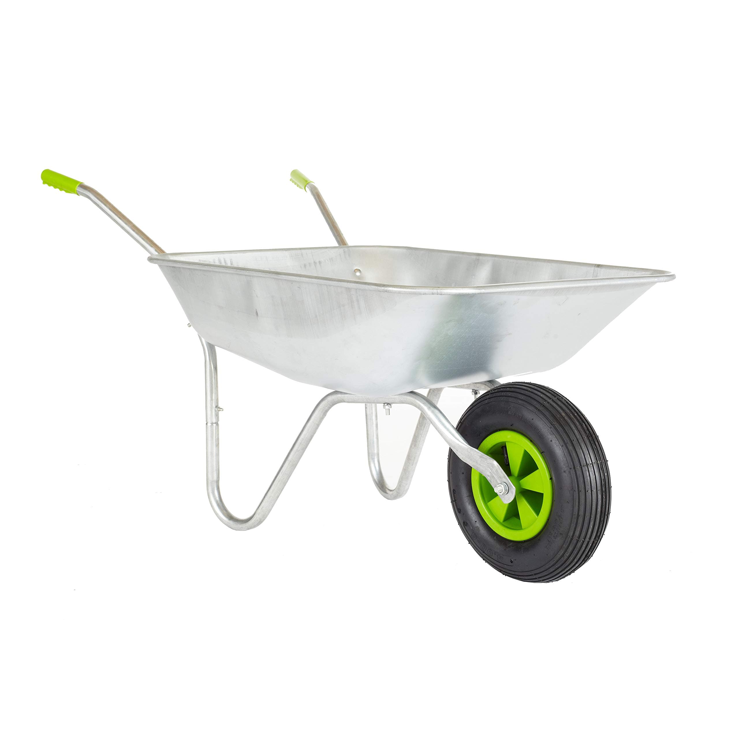 Neo Wheelbarrow Home Garden Cart Galvanised Metal with Pneumatic Tyre Silver (65L)