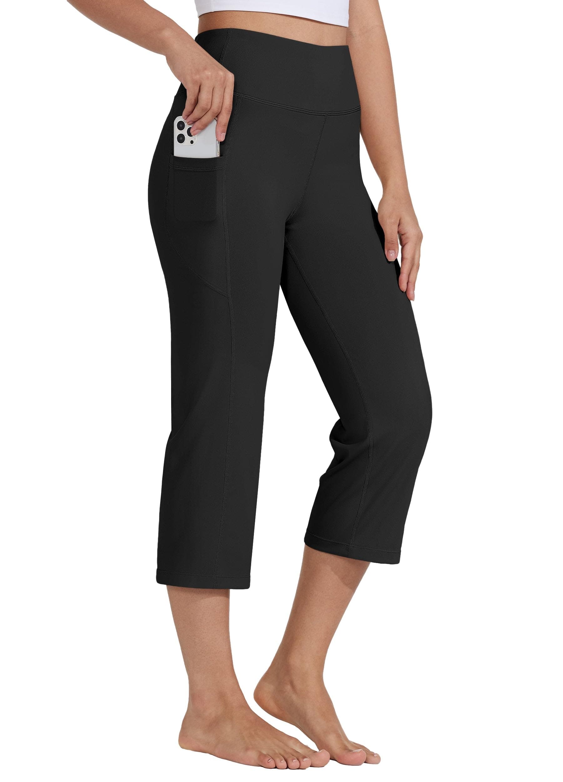Willit Women's Yoga Capris Pants High Waist Leggings Crop Straight Leg Athletic Exercise Workout Capris 21"