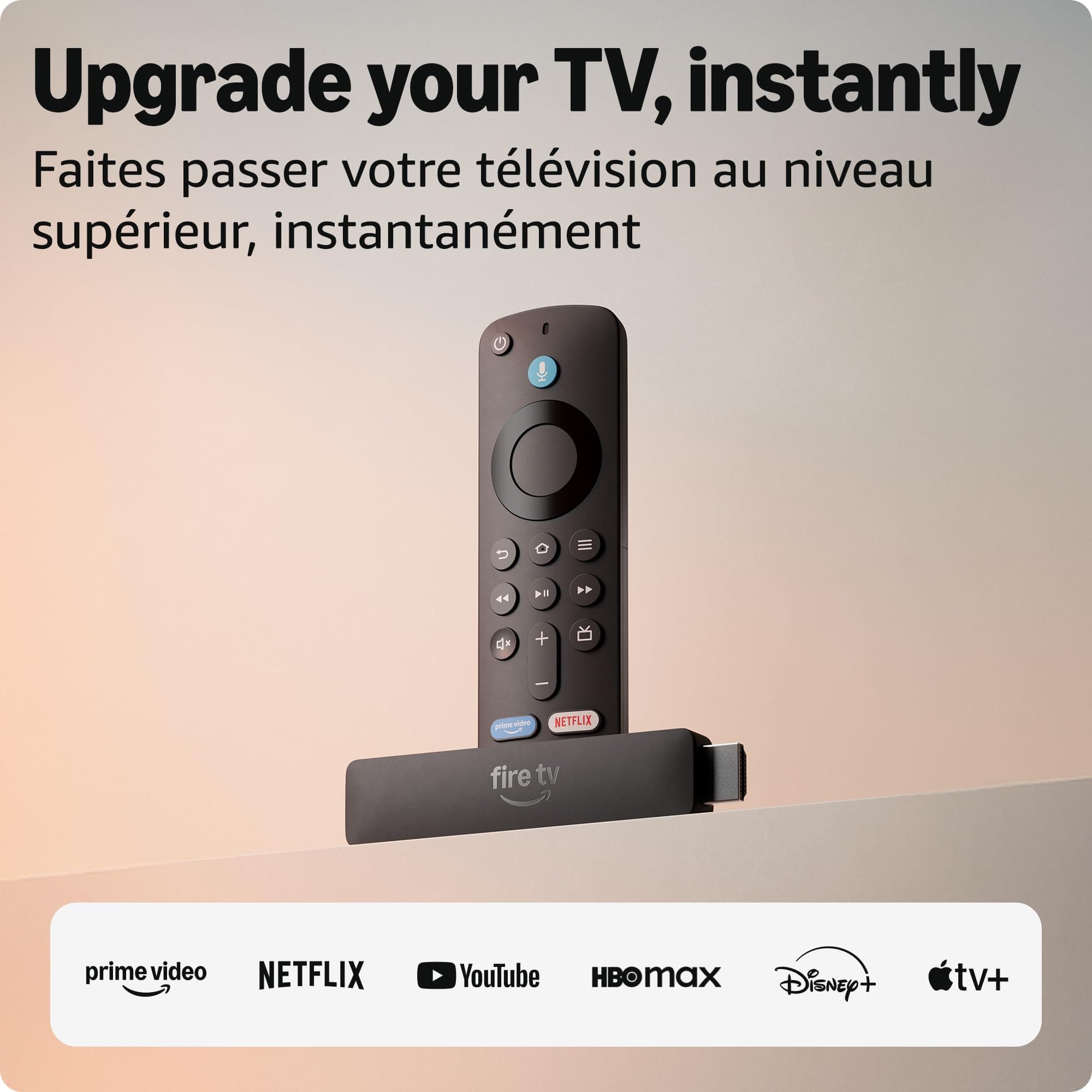 Amazon Fire TV Stick HD (nouveau modèle), télévision gratuite et en direct, télécommande vocale Alexa, alimenté par la télévision, configura chez Amazon Canada