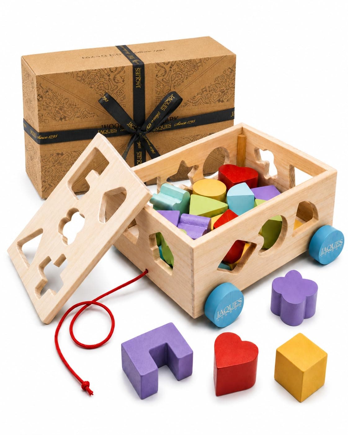 Jaques of London Wooden Shape Sorter for 1 year olds | Pull Along Wooden Toys for 1 2 3 Year Olds | Montessori Toddler Toys | Since chez Amazon UK