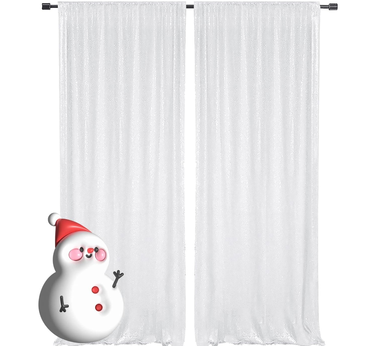 HMQIANG White Sequin Backdrop 2FTx8FT 2 Panels Curtains | Glitter, Birthday Wedding Christmas Holiday Decoration chez Amazon US