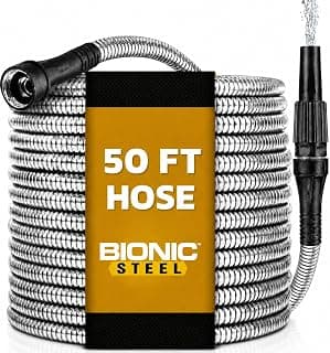 Bionic Steel Tuyau d'arrosage en métal de 15,2 m avec buse, tuyau d'arrosage en acier inoxydable 304 antirouille avec raccords en... chez Amazon Canada