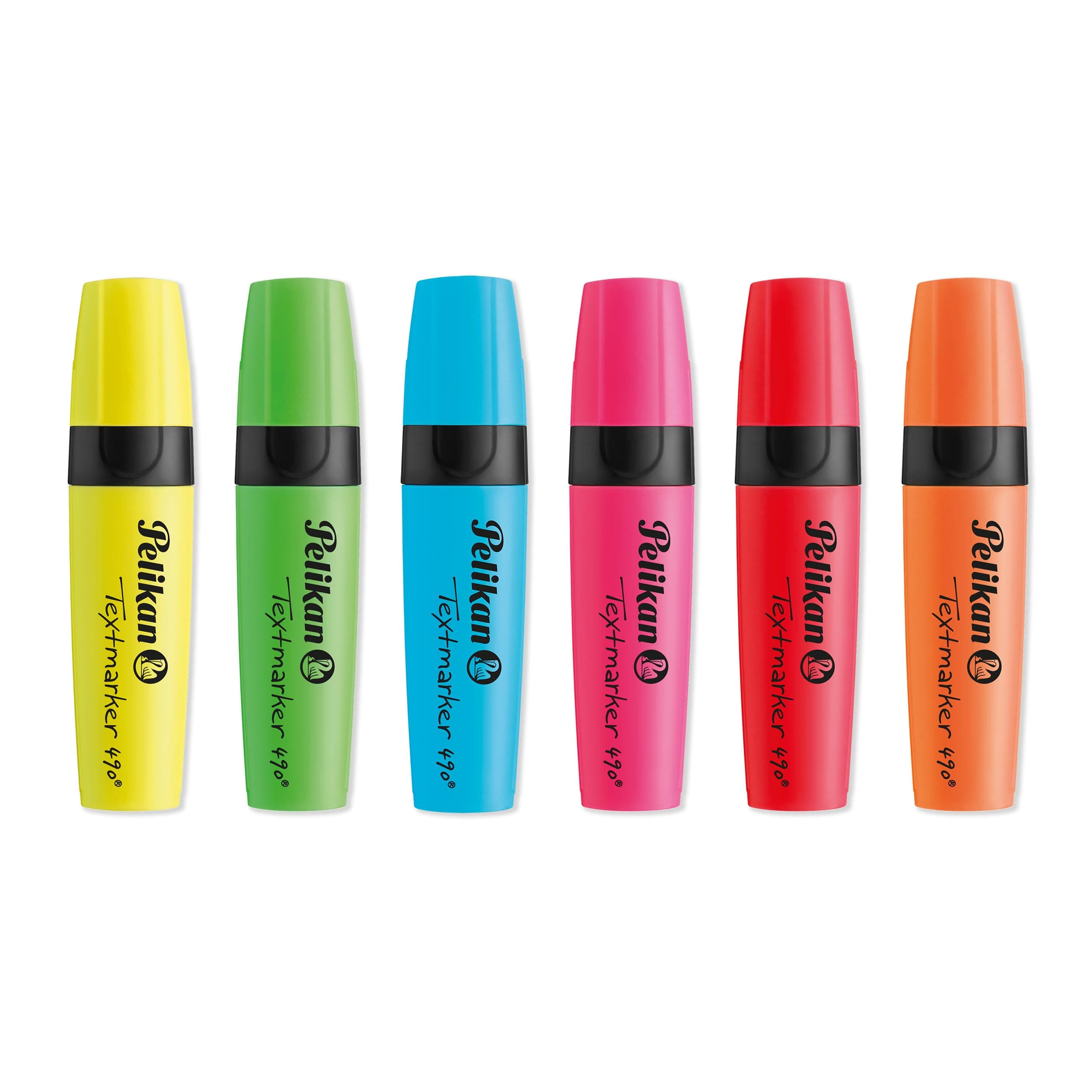Pelikan Textmarker 490 Bright Highlighters – Pack of 6, 3-Width Tip, Water-Based Ink