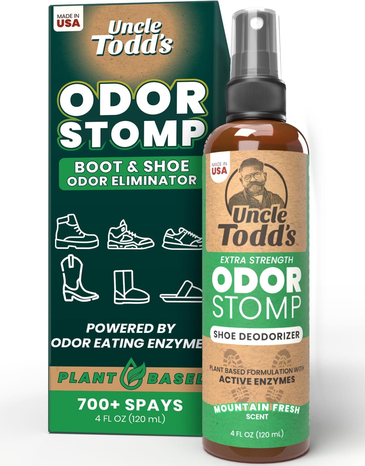 Uncle Todd's Shoe Deodorizer Spray - Proven & Powerful Enzyme Formula Spray for Shoe Odor Elimination in All Footwear (Mountain Fresh) chez Amazon US