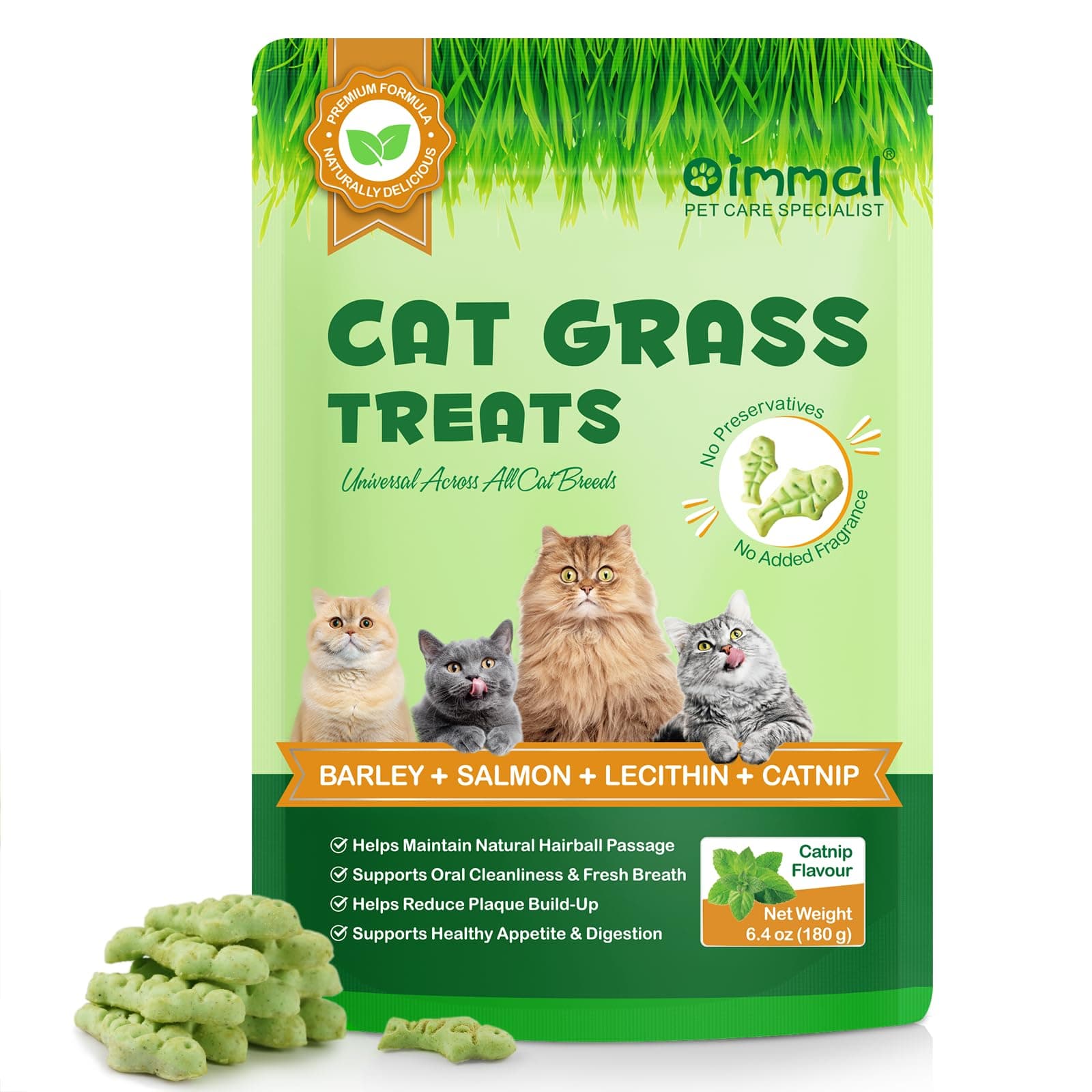 Cat Grass Treats,Cat Treats for Indoor Cats Hairball Control,Delicious
