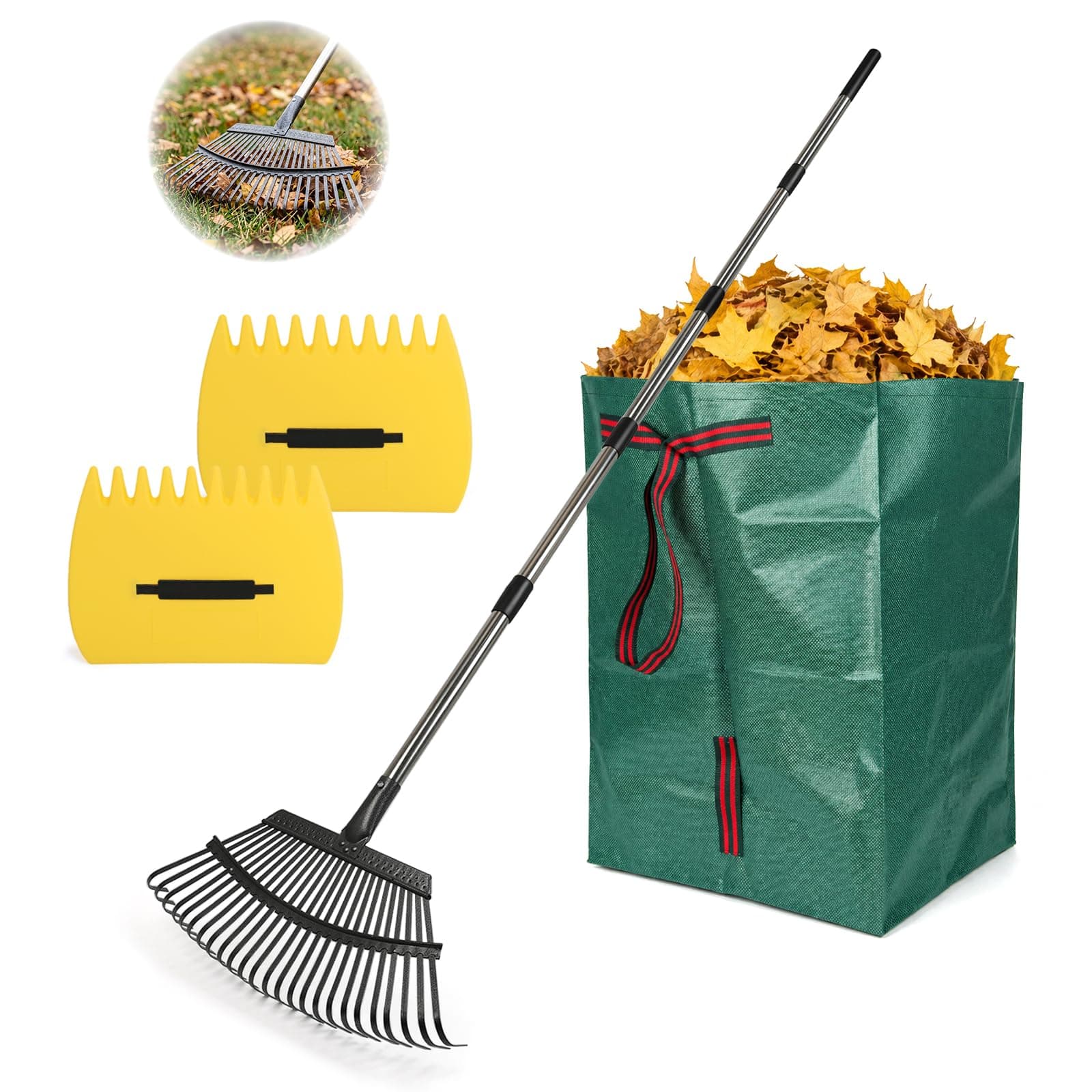 Rake for Leaves - 25 Tines Heavy Duty Metal chez Amazon US