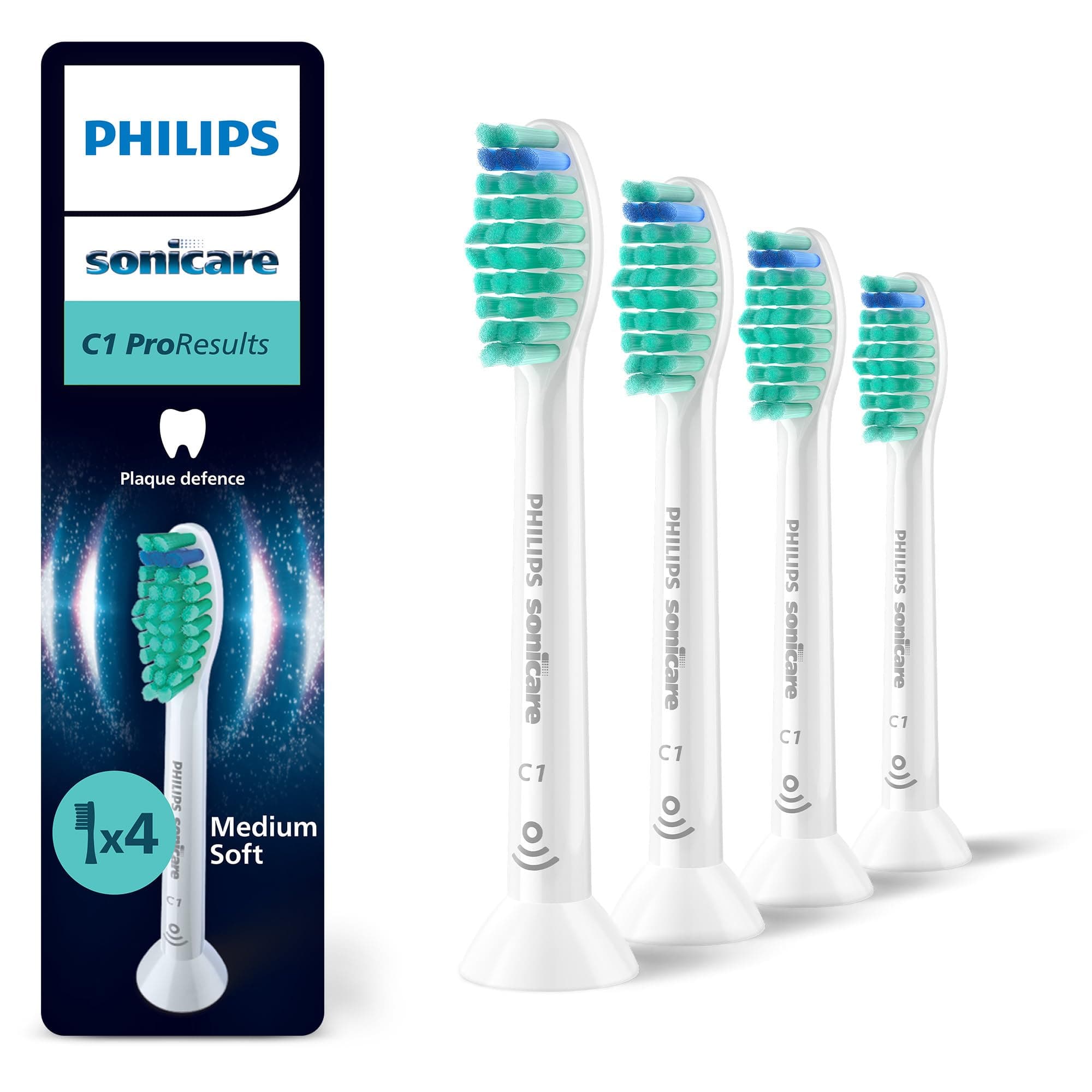 Philips Sonicare C1 ProResults, Genuine Replacement Toothbrush Heads, White, 4 Pack, HX6014/87 chez Amazon UK
