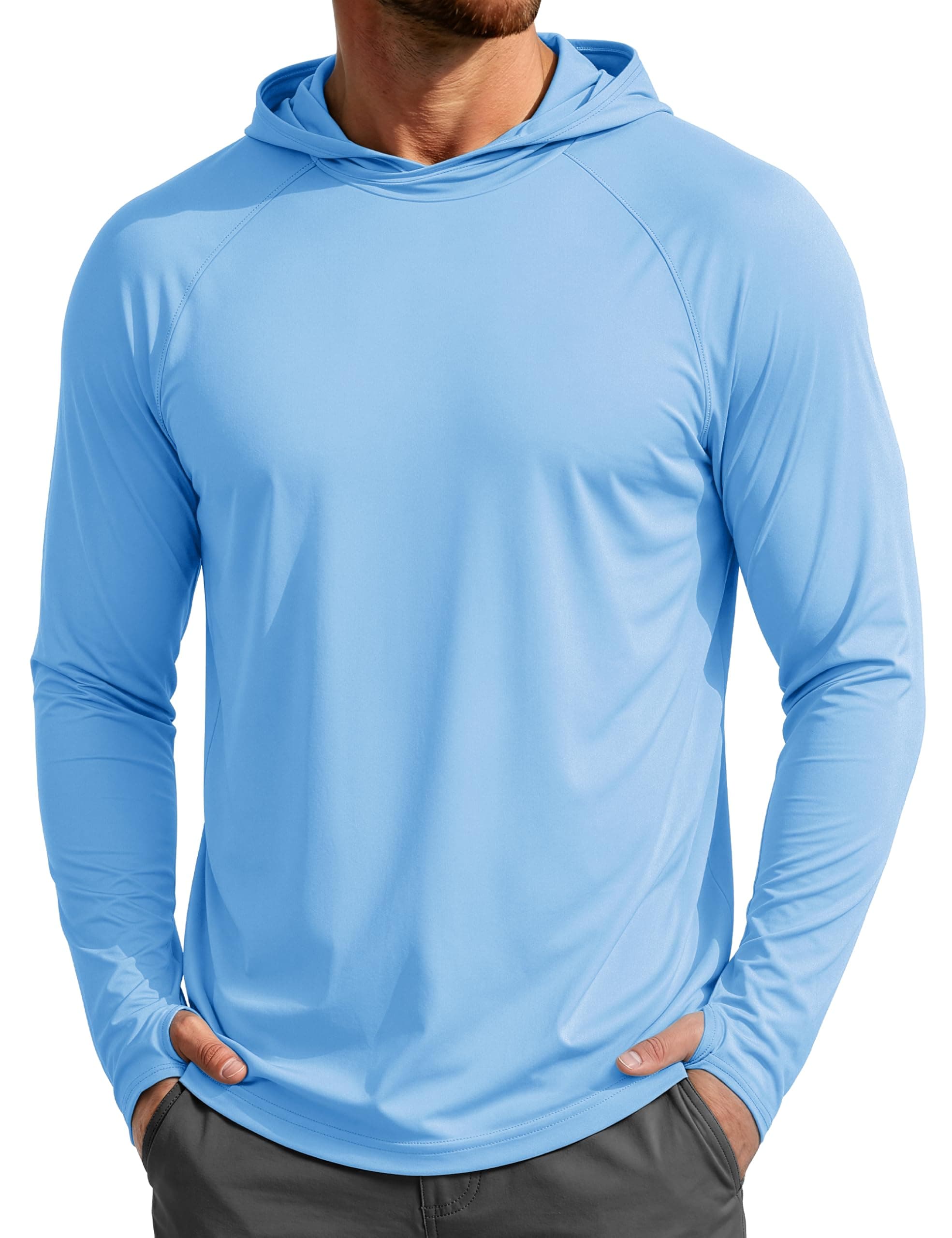 MAGCOMSEN Men's Sun Protection UPF 50+ Running Top Lightweight Quick Dry Breathable Gym Hoodies Long Sleeve Sports T Shirt chez Amazon UK