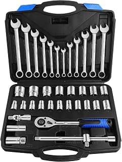 1/2 Inch Drive Metric Coffret d'outils complet 8-32mm&Combination Wrench Set 8-19mm,37pc Mechanic Tool Socket With... chez Amazon Canada