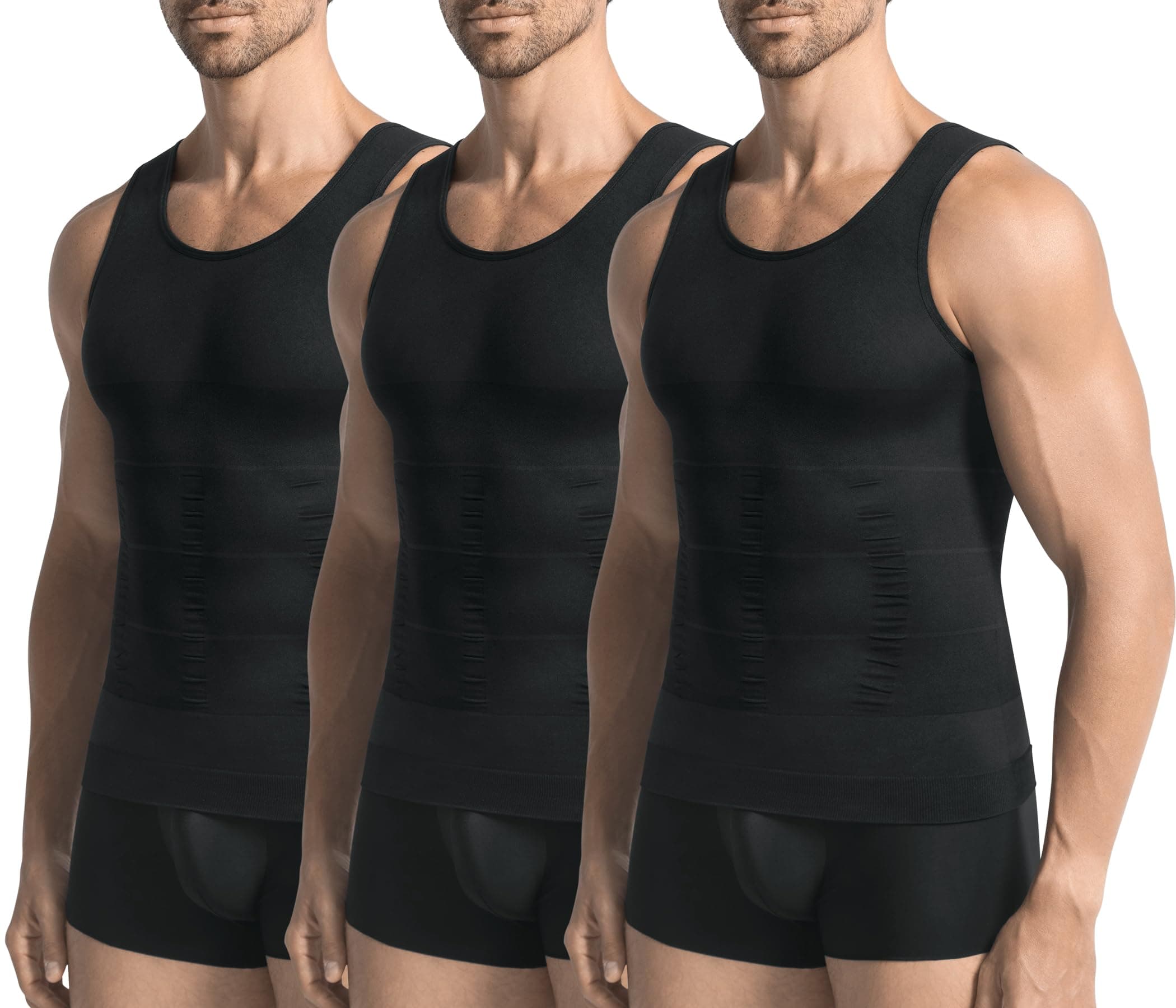 JESIDO 3 Pack Compression Shirt Men Body Shaper Vest Workout Tank Top | chez Amazon US