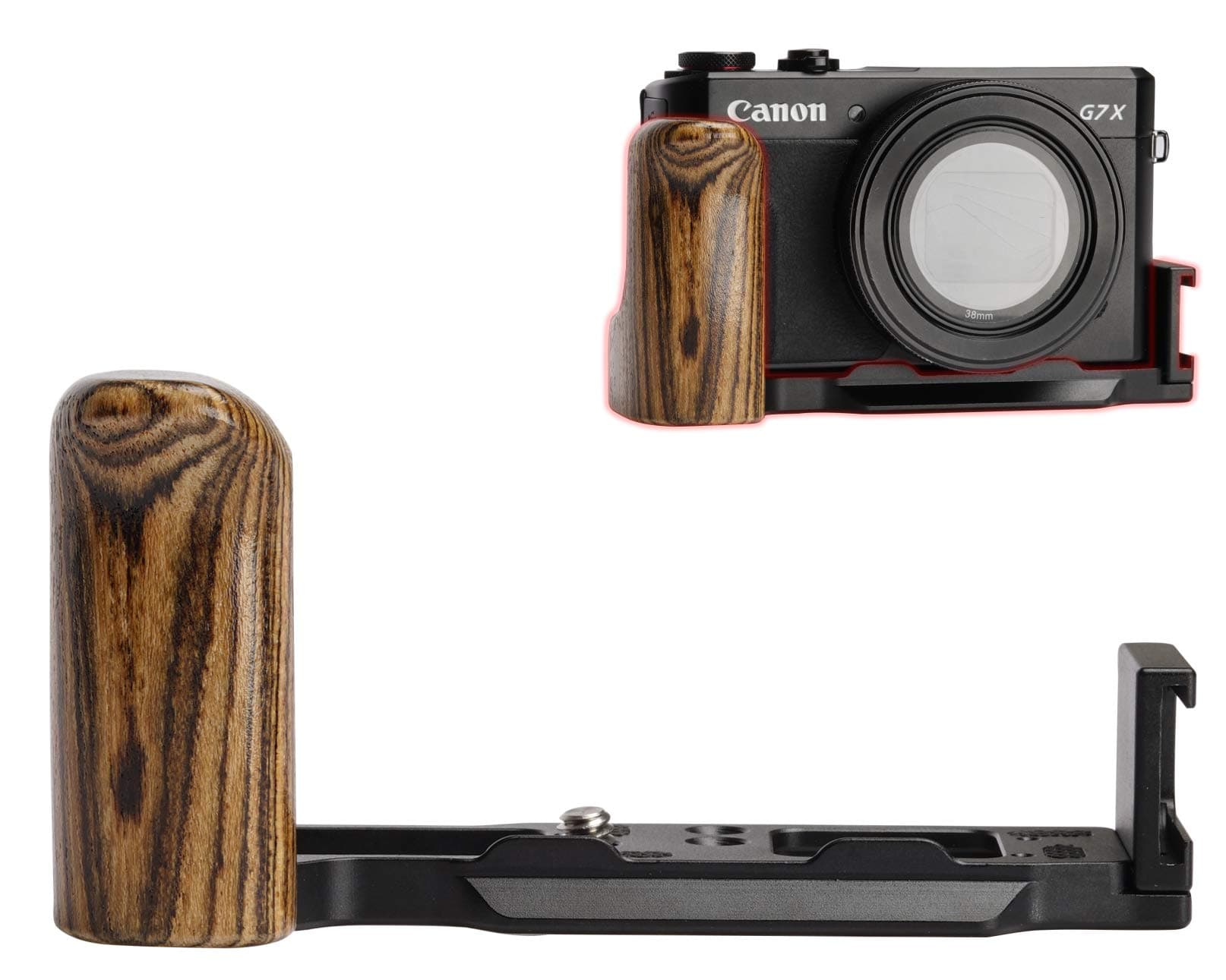 WEPOTO G7XMarkII Handgrip L-Shape Grip with Quick Release Plate | Wood Side Handle, For Arca, For Canon PowerShot G7XMarkII Cameras chez Amazon US