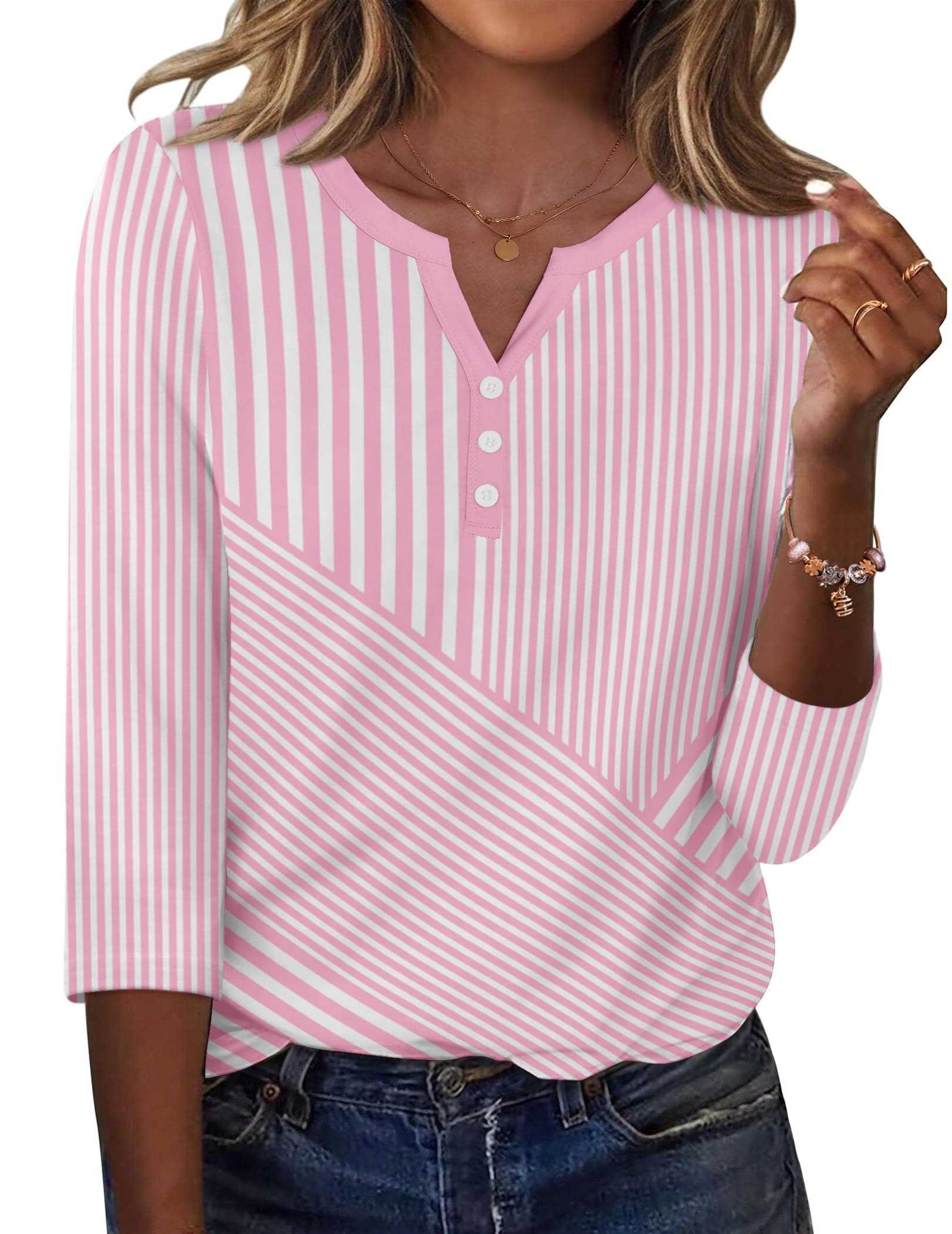 Zeagoo 3/4 Length Sleeve Womens Tops Casual Dressy Summer Fall Shirts | Buisness Work Blouses, Spring Tee Shirts, 2026 Trendy Tops