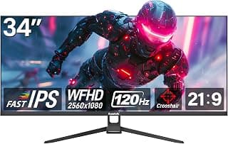 Gawfolk Moniteur de jeu 34 po IPS 120 Hz, écran PC ultra large 2560 × 1080p, écran d'ordinateur ultra fin sans cadre pour la maison,... chez Amazon Canada