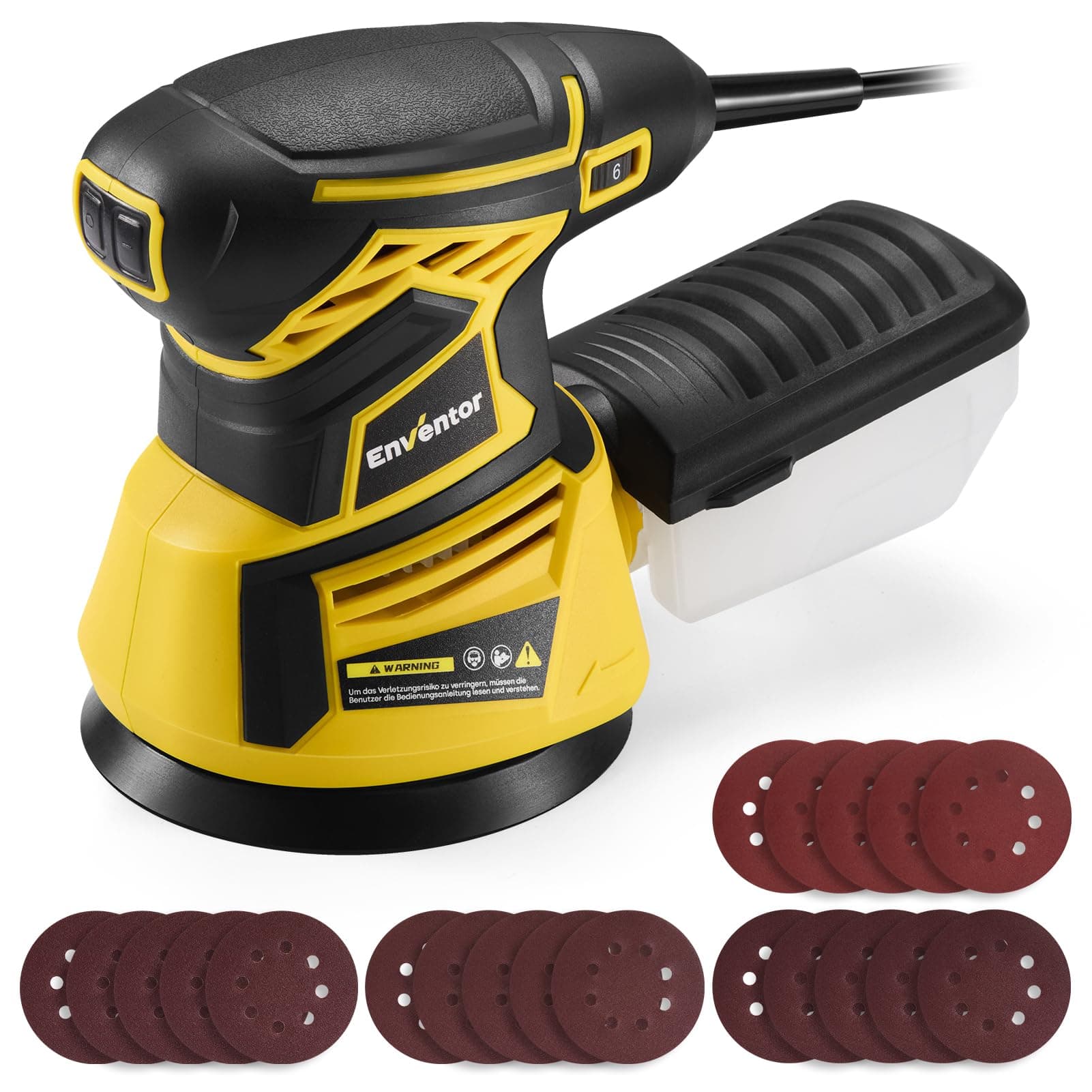 Enventor Orbital Sander 350W, 6 Variable Speeds 125mm chez Amazon UK