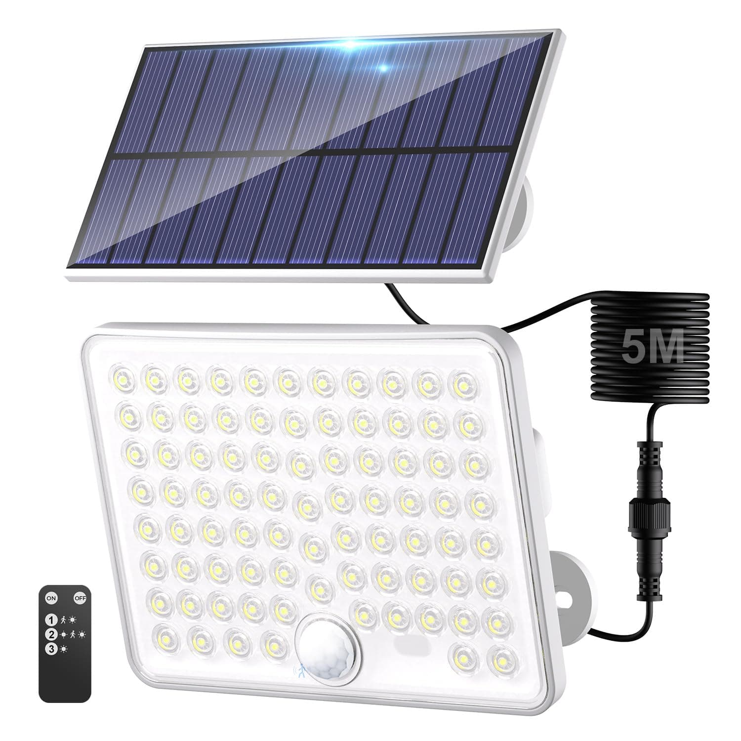 Kolpop Solar Lights Outdoor, Remote Solar Security Lights Motion Sensor, 3 Modes Garden Light Waterproof for Yard Garage Wall (White Frame) chez Amazon UK