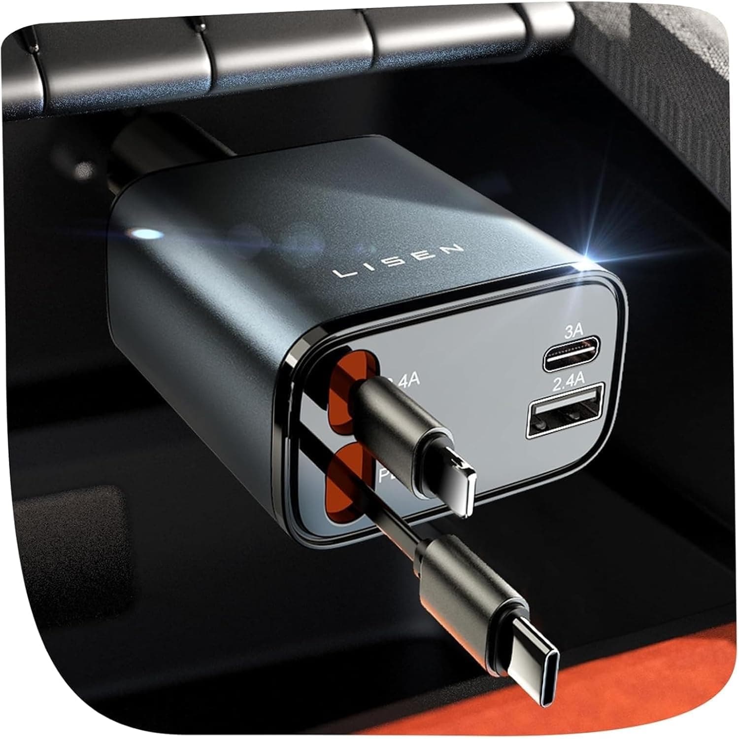 LISEN Retractable Car Charger Fast Charge 84W Car Accessories Gifts for Men | Women Gadgets Cigarette Lighter USB C Charger 12V Car... chez Amazon UK