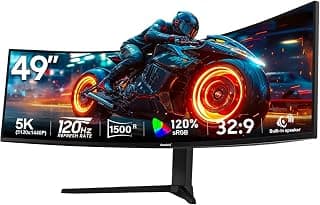 Gawfolk Écran de jeu incurvé ultra large 120 Hz DQHD 5120 x 1440, 1500R pour maison, bureau, entreprise, DP, HDMI, support mural 100 x... chez Amazon Canada