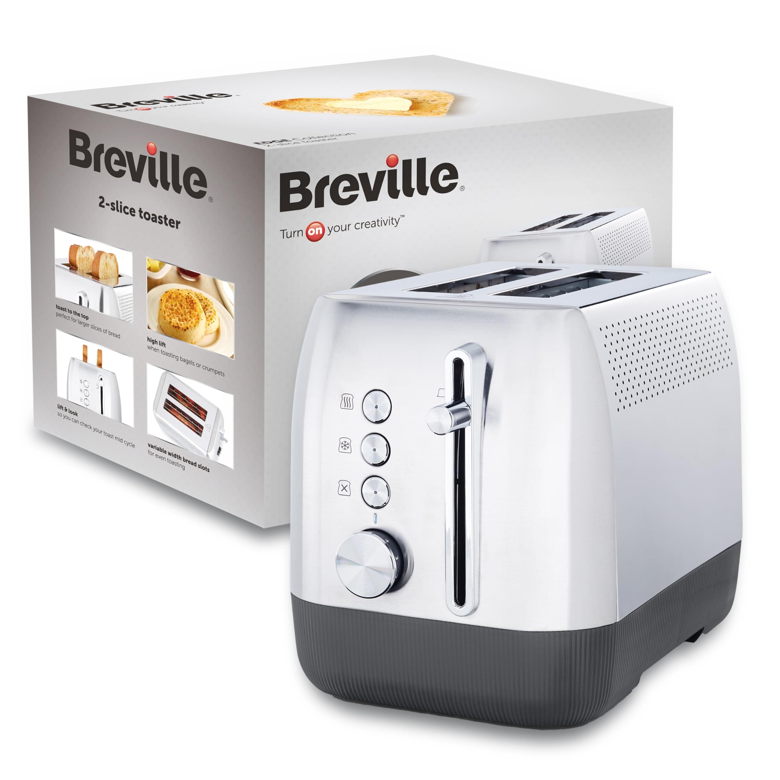 Breville Edge Deep Chassis 2 Slice Toaster | Toasts All the Way to the Top | Brushed Stainless Steel chez Amazon UK