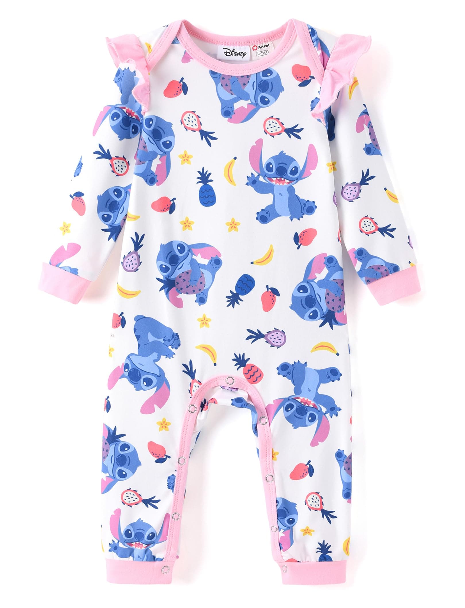 Disney Stitch Princess Minnie Winnie Marvel Baby Girls Ruffle Long Sleeve Romper Footie Outfit for Newborn to Toddler chez Amazon US