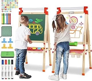 JOYOOSS Chevalet d'art 3 en 1 en bois pour enfants avec chevalet bonus - Fournitures d'art pour enfants - Chevalet double face pour... chez Amazon Canada
