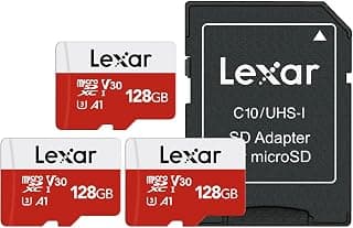 Lexar E-Series Lot de 3 cartes mémoire micro SD 128 Go, carte mémoire flash microSDXC UHS-I avec adaptateur, 100 Mo/s, C10, U3, A1,... chez Amazon Canada