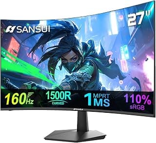 SANSUI Curved 27 Inch Gaming Monitor 160Hz 1Ms FHD 1080P Computer Screen | 1500R|HDMI & DP|4000:1|110%sRGB|VESA Compatible, for... chez Amazon Canada