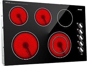 Table de cuisson électrique de 76,2 cm, 5 brûleurs, table de cuisson intégrée, 7300 W avec 11 niveaux de puissance, verrouillage de... chez Amazon Canada