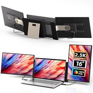 Extension d'écran d'ordinateur portable 2,5 K – Triple moniteur portable de 16 pouces 2560 x 1600p QHD 100 % sRGB IPS rotation à 235°... chez Amazon Canada