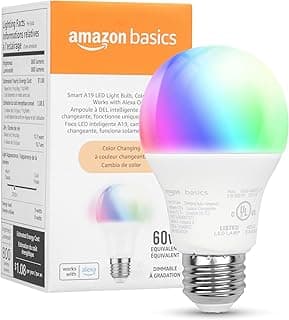 Amazon Basics Ampoule LED intelligente A19, changement de couleur, 9 W (équivalent à 60 W), 800 lm, fonctionne uniquement avec Alexa,... chez Amazon Canada