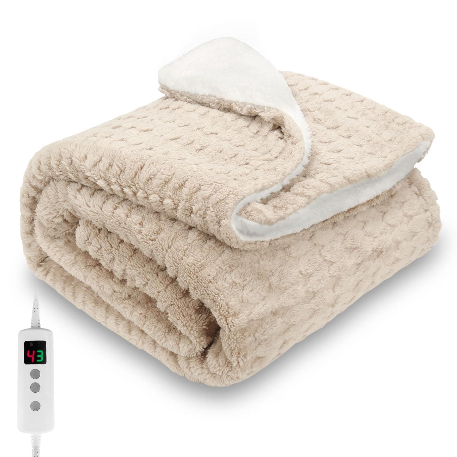 Electric Throw Blanket, Heated Blanket 130x160cm Overheat Protection,Beige | chez Amazon UK