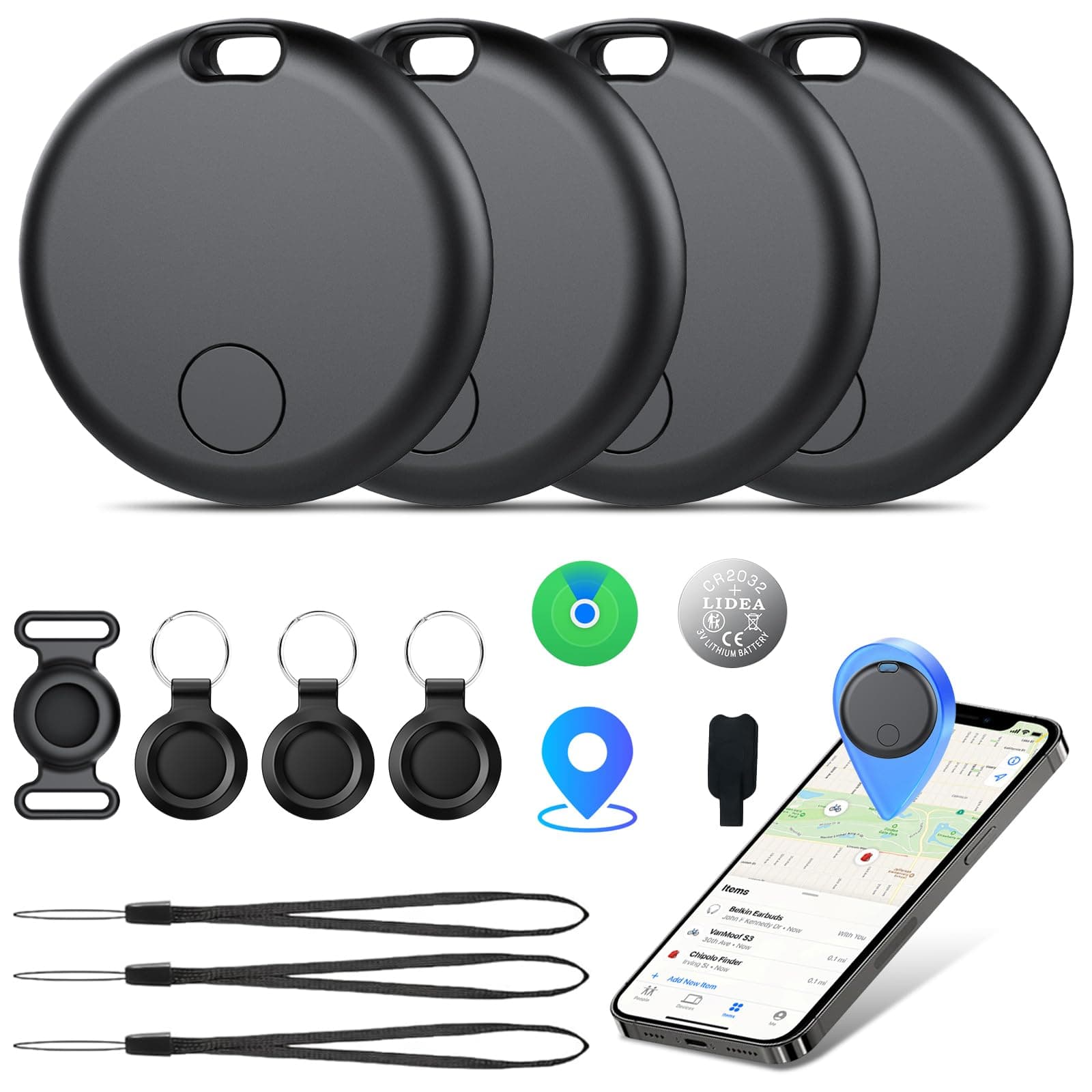 Tracker Tags Bluetooth Item Finder-4Pack,Compatible with Apple Find My APP (iOS Only) Replaceable Battery, IP67 Waterproof, Suitable... chez Amazon UK