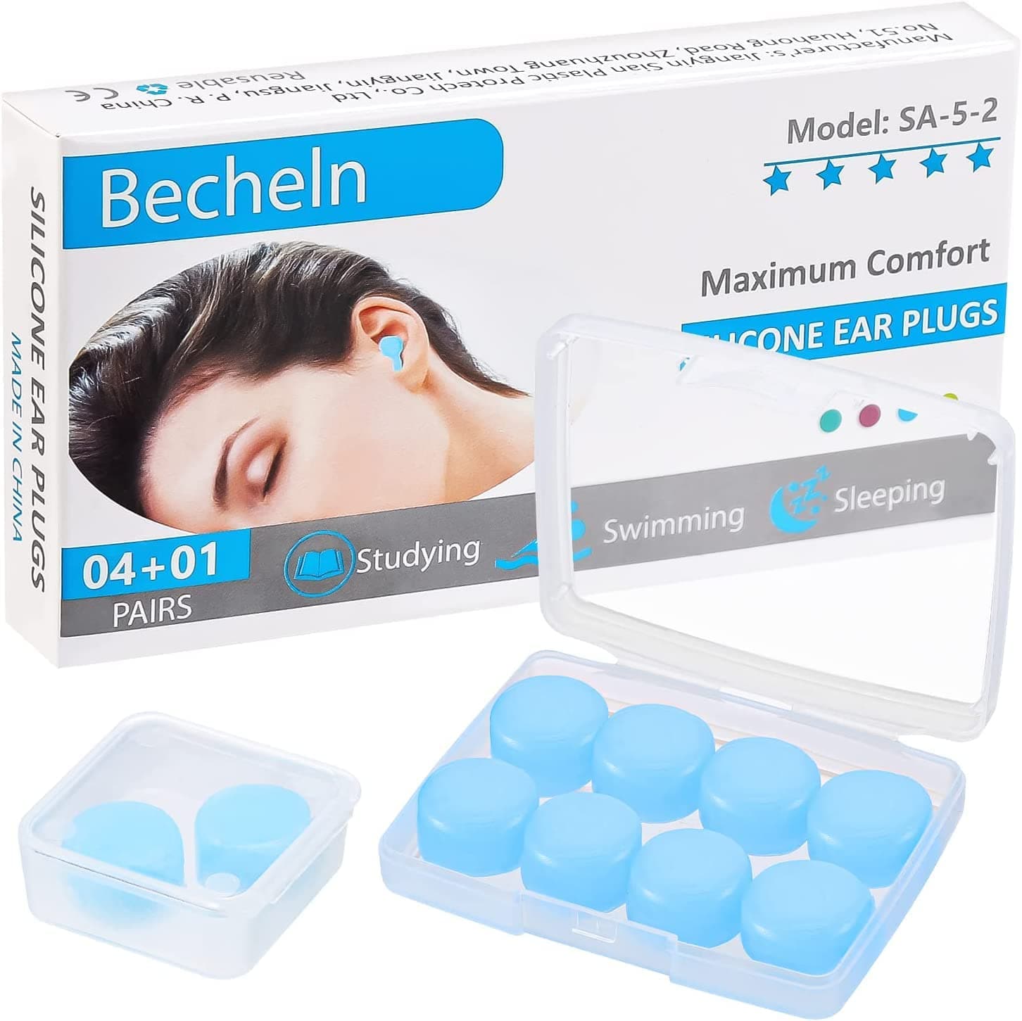 Reusable Silicone Ear Plugs, Waterproof Noise Cancelling EarPlugs for Sleeping, Mowing, Swimming, Airplanes, Concerts chez Amazon UK