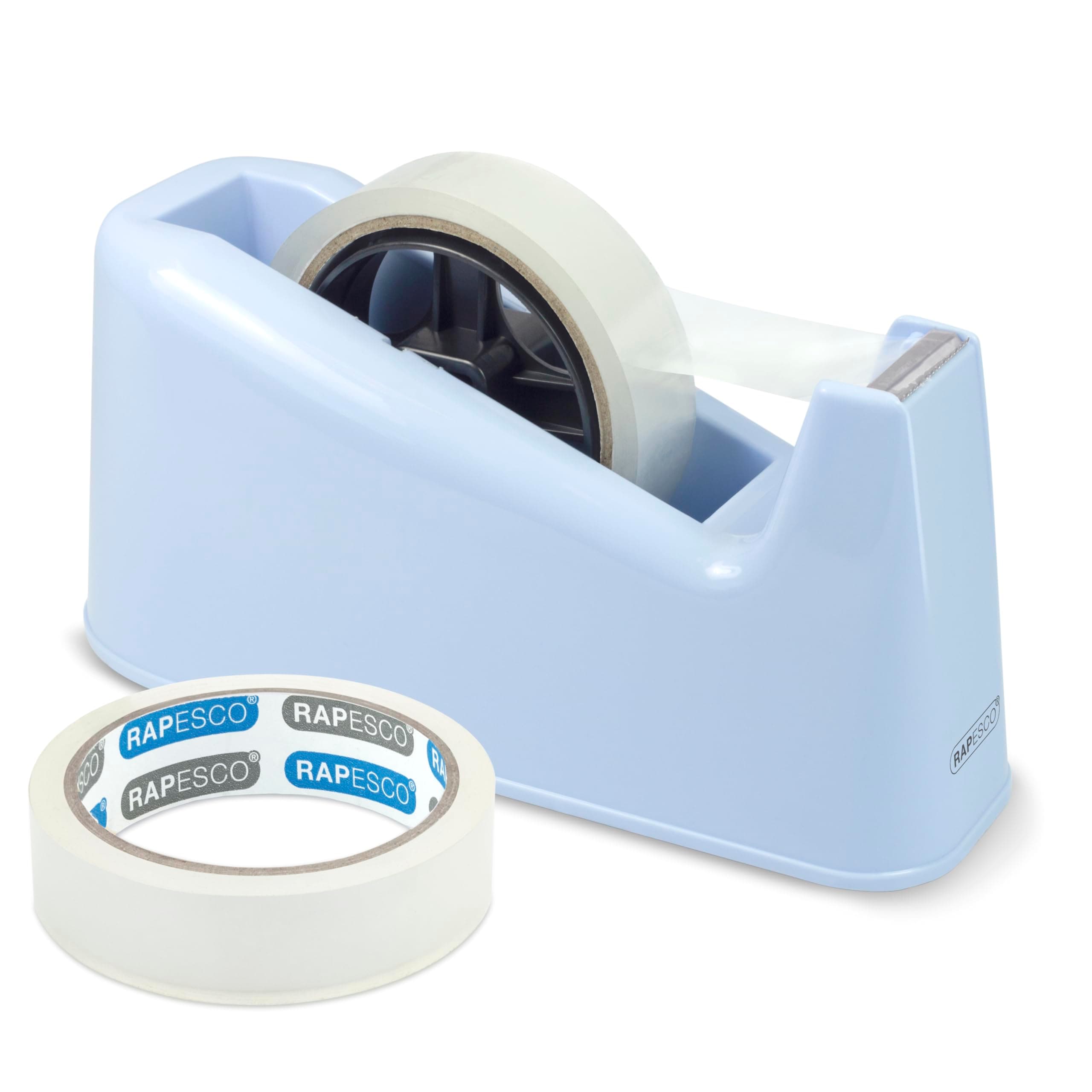 Rapesco 1488 Heavy Duty Tape Dispenser 500 with 2 Tape Rolls, Powder Blue