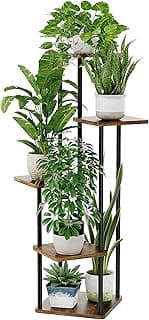 Bamworld Support à 5 niveaux pour 5 plantes en pot d'intérieur, étagère métallique haute pour plusieurs plantes, étagère d'angle noire... chez Amazon Canada