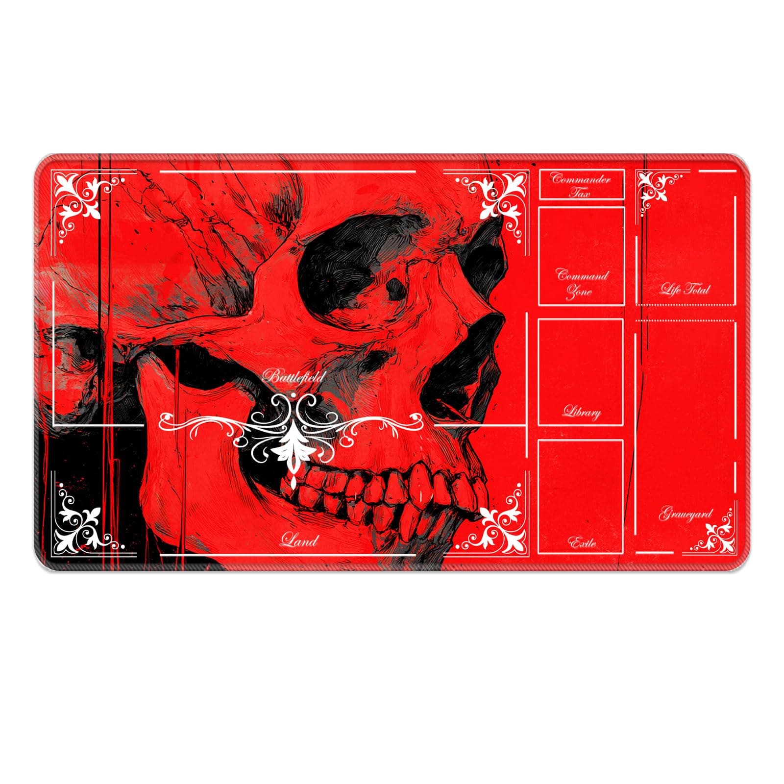 MUOHEGNT Premium Stitched MTG Playmat with Zones and Non-Slip Rubber Backing - TCG Play Mat for MTG and Other Card Games, Red Skull chez Amazon US