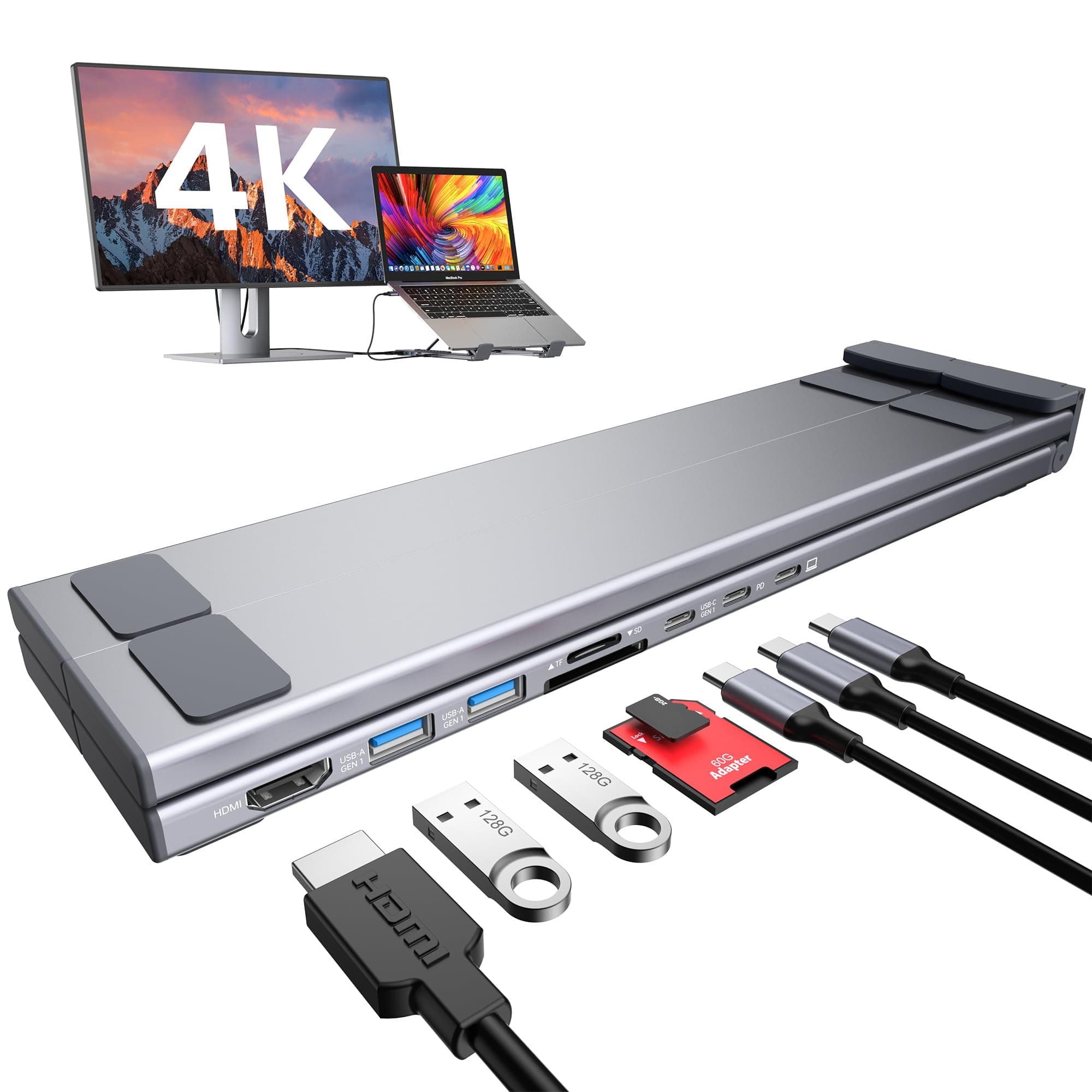 Mukiya USB C Laptop Docking Station Stand, 8 in 1 Hub 4K HDMI, Dock Stand | Laptop Dock Stand with 4K@30Hz, 2*USB A 3.0, PD 100W,... chez Amazon UK