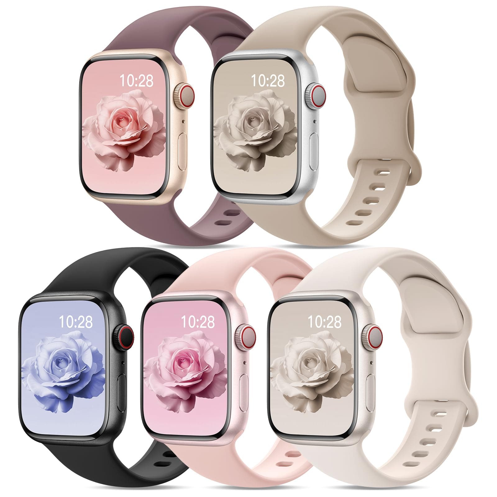 5 Pack Silicone Band Compatible with Apple Watch Straps 38mm 40mm 41mm 42mm | Sport Strap for iWatch Series 12 11 10 9 8 7 6 chez Amazon UK