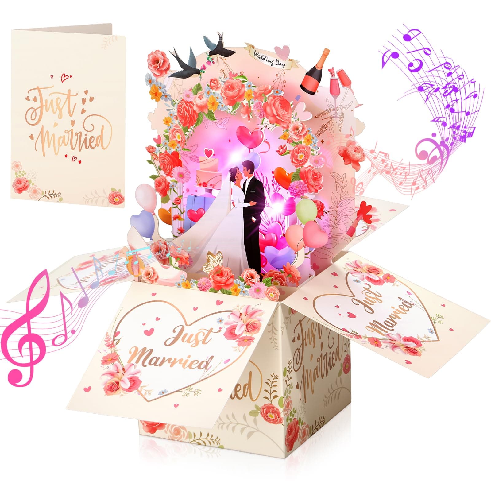 Wedding Card with Music and Light, Just Married 3D Pop Up chez Amazon UK