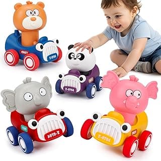 Jouets de voiture à presser et à pousser pour bébé pour garçons de 1-2-3 ans, jouets de voitures de course pour animaux pour bébés de... chez Amazon Canada