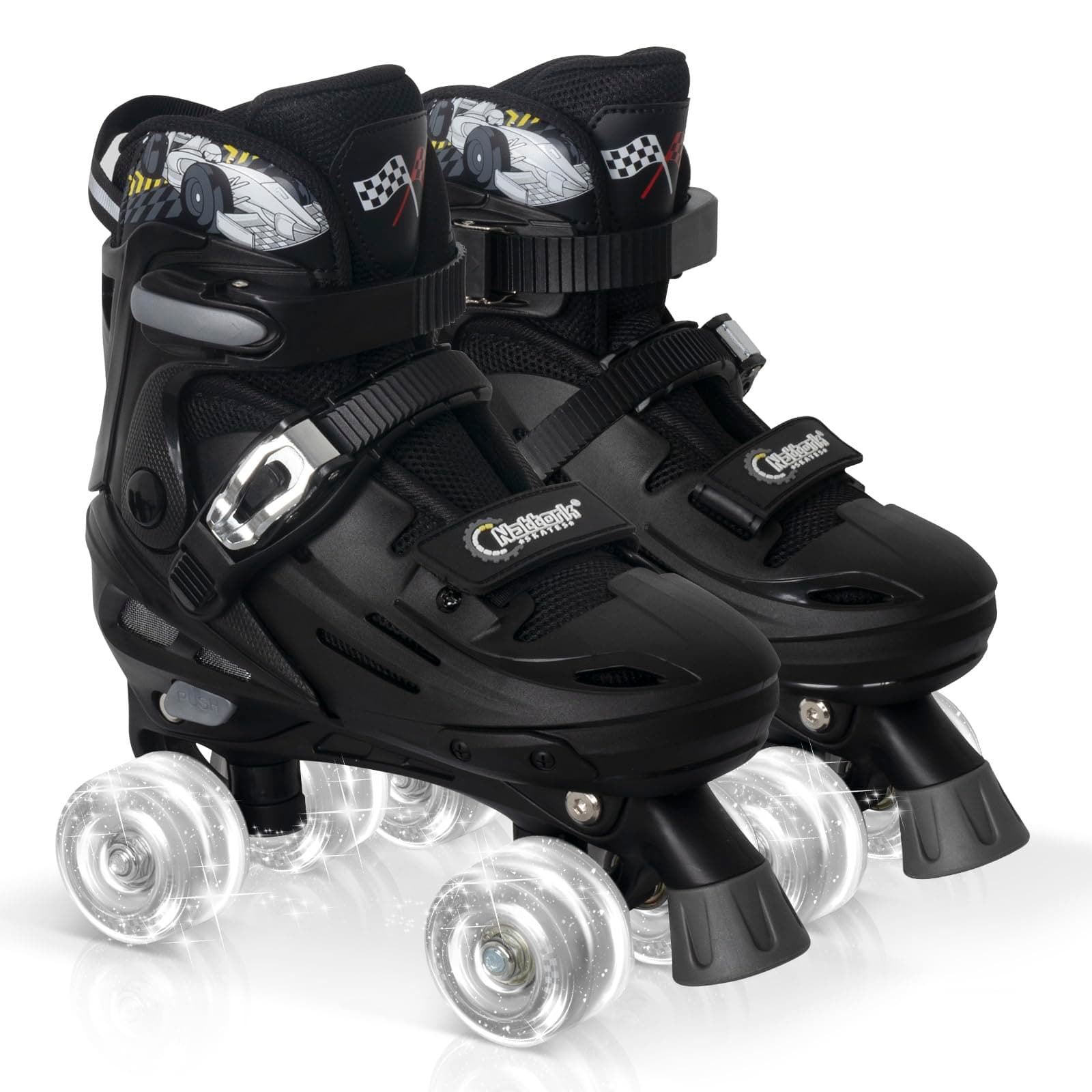 Nattork Adjustable Roller Skates for Kids Boys Girls- Teen Youth Age 4-16 - Cool Racing Car Indoor Outdoor Gift Idea for Birthdays Christmas chez Amazon US