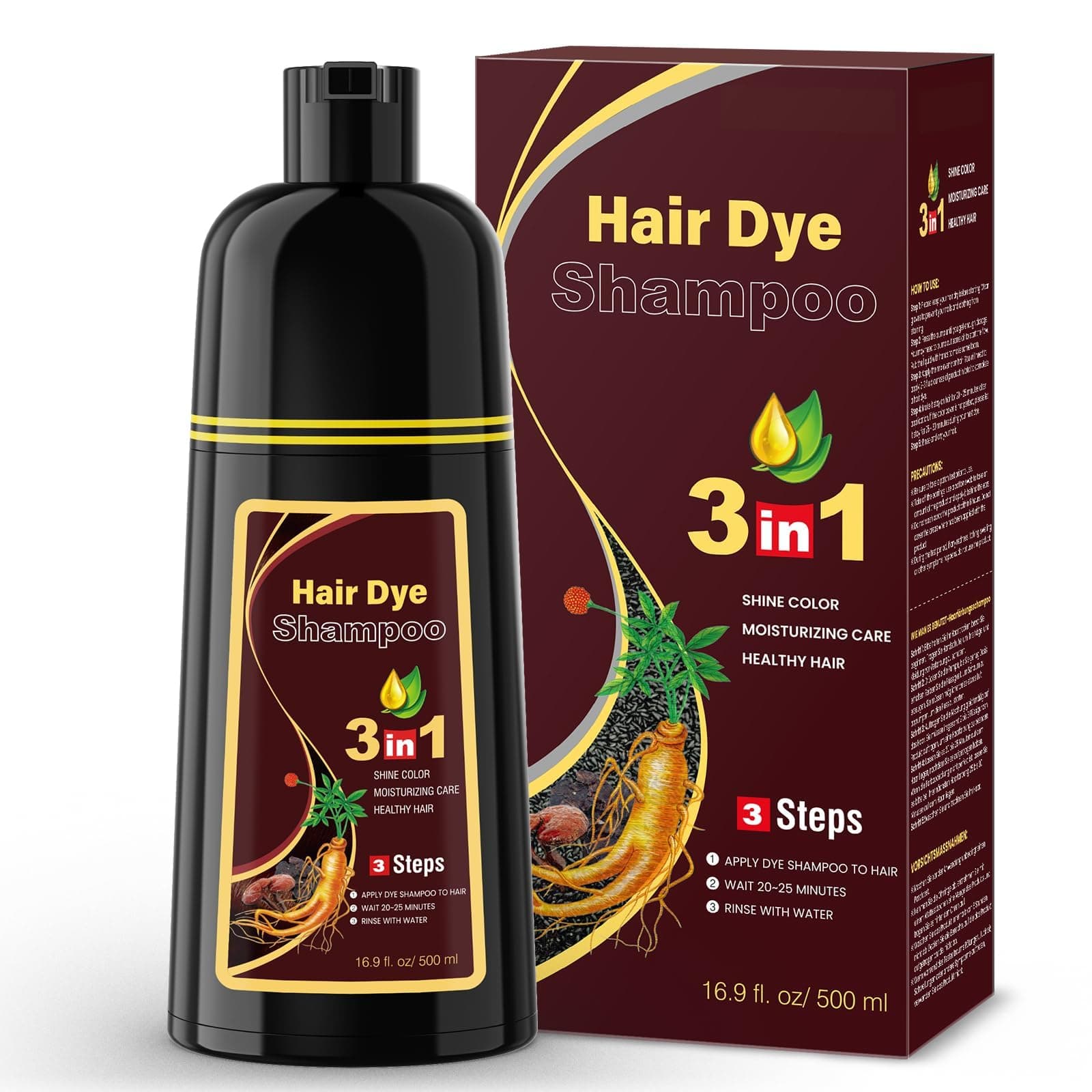 BOJICA 3 in 1 Dark Brown Hair Dye Shampoo for Gray Hair Coverage, Semi-Permanent Color Shampoo for Women & Men 400ML chez Amazon UK