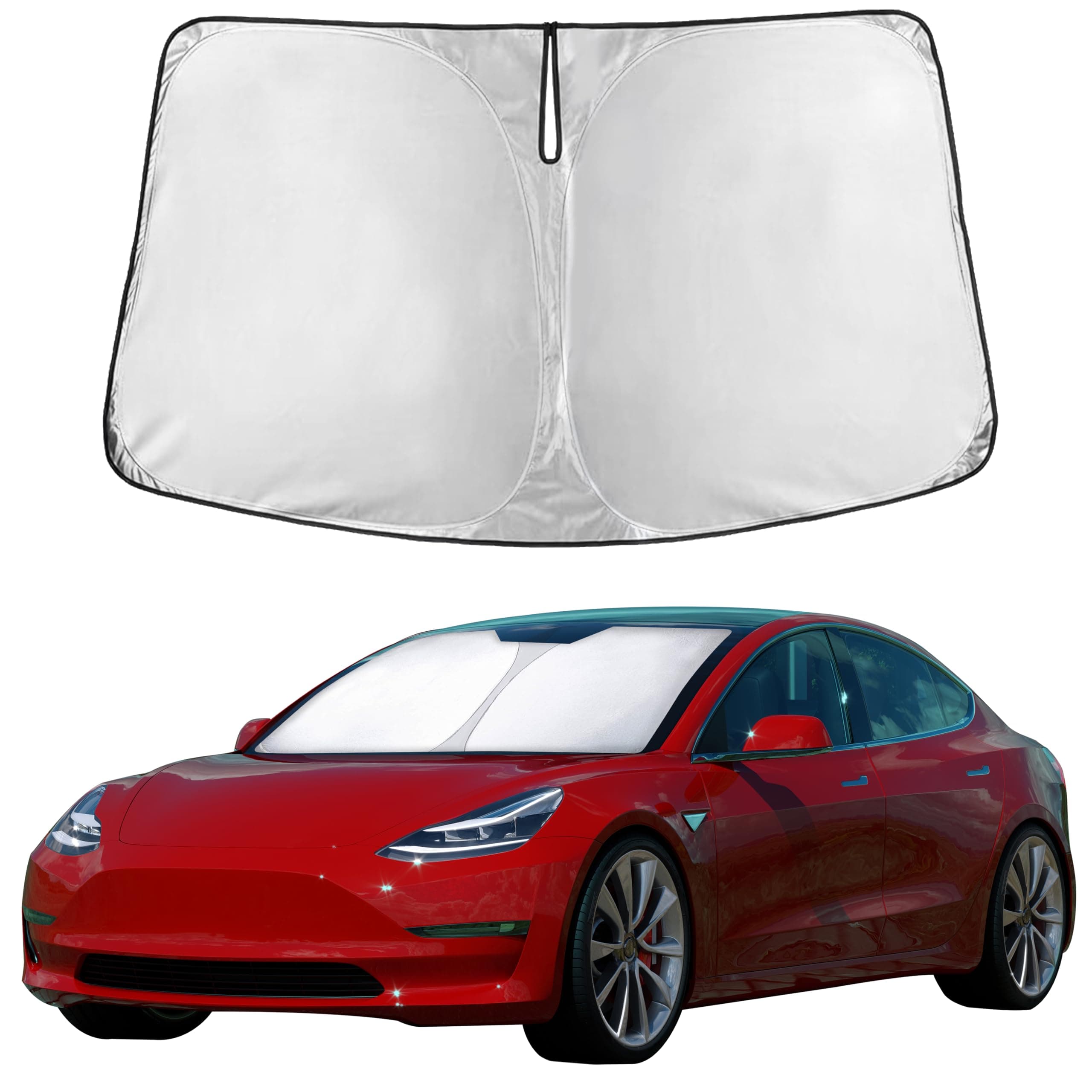 EcoNour Windshield Sun Shade Compatible with Tesla Model 3 & Model Y