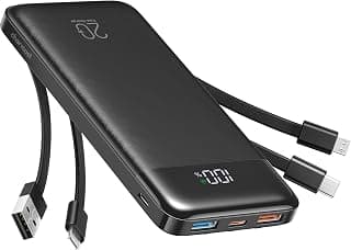 Charmast Batterie externe avec câbles intégrés, 20000 mAh USB C, pack de batterie 5 sorties 4 entrées avec écran LED Type C, chargeur... chez Amazon Canada