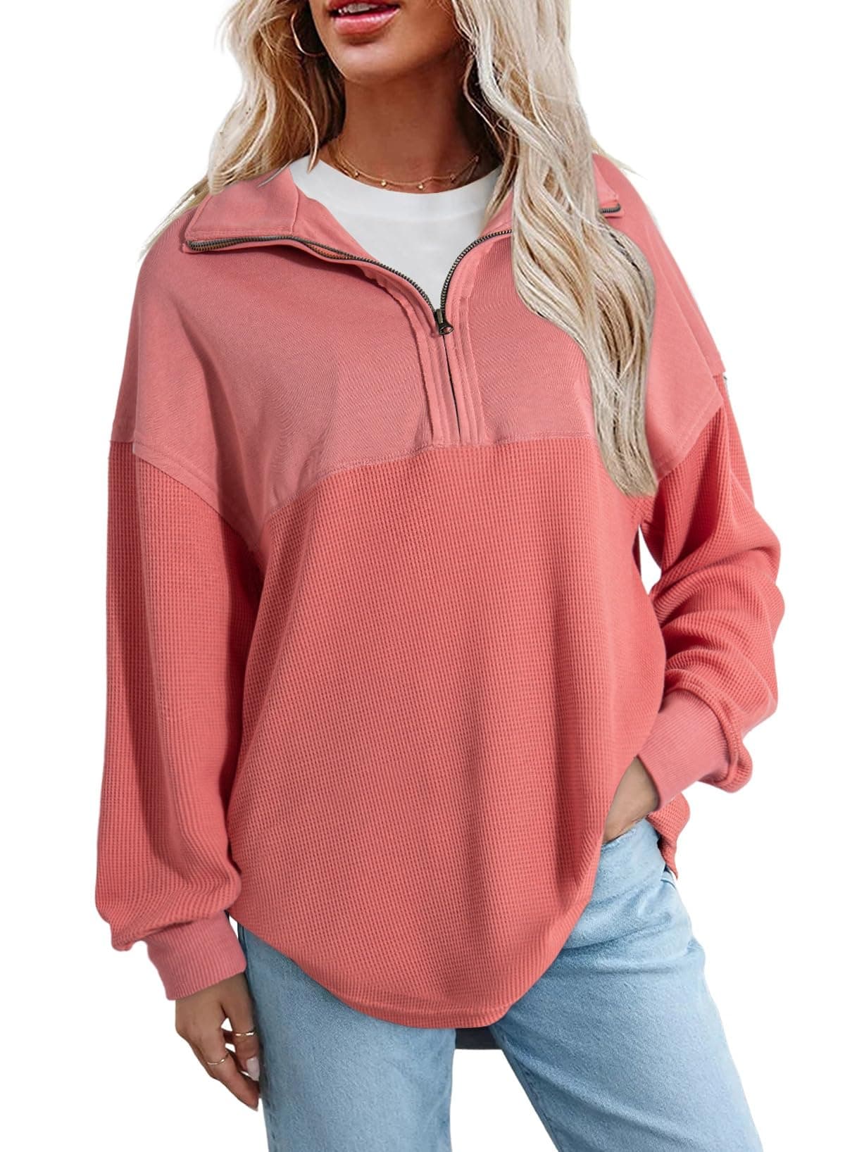 SHEWIN Women Fall Sweatshirt Casual Half Zip Pullover Fall Top 2026 Clothes | Overszied, Long Sleeve, Quarter Zip, Trendy, Loose Fit, Zipper chez Amazon US