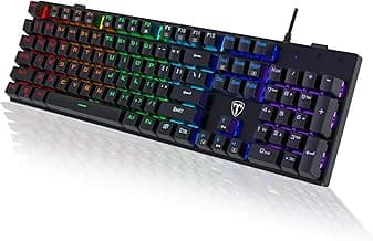 Clavier de jeu mécanique RVB 104 touches ultra fin arc-en-ciel LED rétroéclairé USB clavier filaire avec commutateurs bleus, touches... chez Amazon Canada