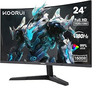 KOORUI Moniteur de jeu incurvé de 24 pouces, 180 Hz 1080p 1500R | 99 % de couleurs vives sRVB, contraste 3000:1, HDMI 2.0 x2, DP 1.2,... chez Amazon Canada
