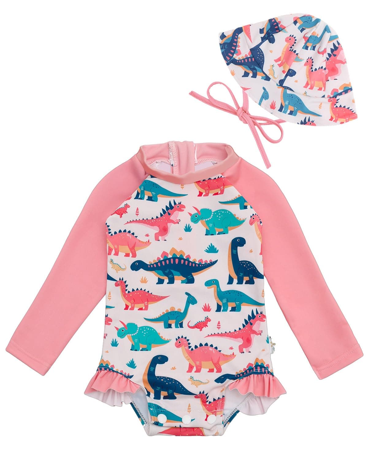 babygoal Baby Girls Long Sleeve One Piece Rash Guard Swimsuit with Zipper, UPF 50+ Sun Protection