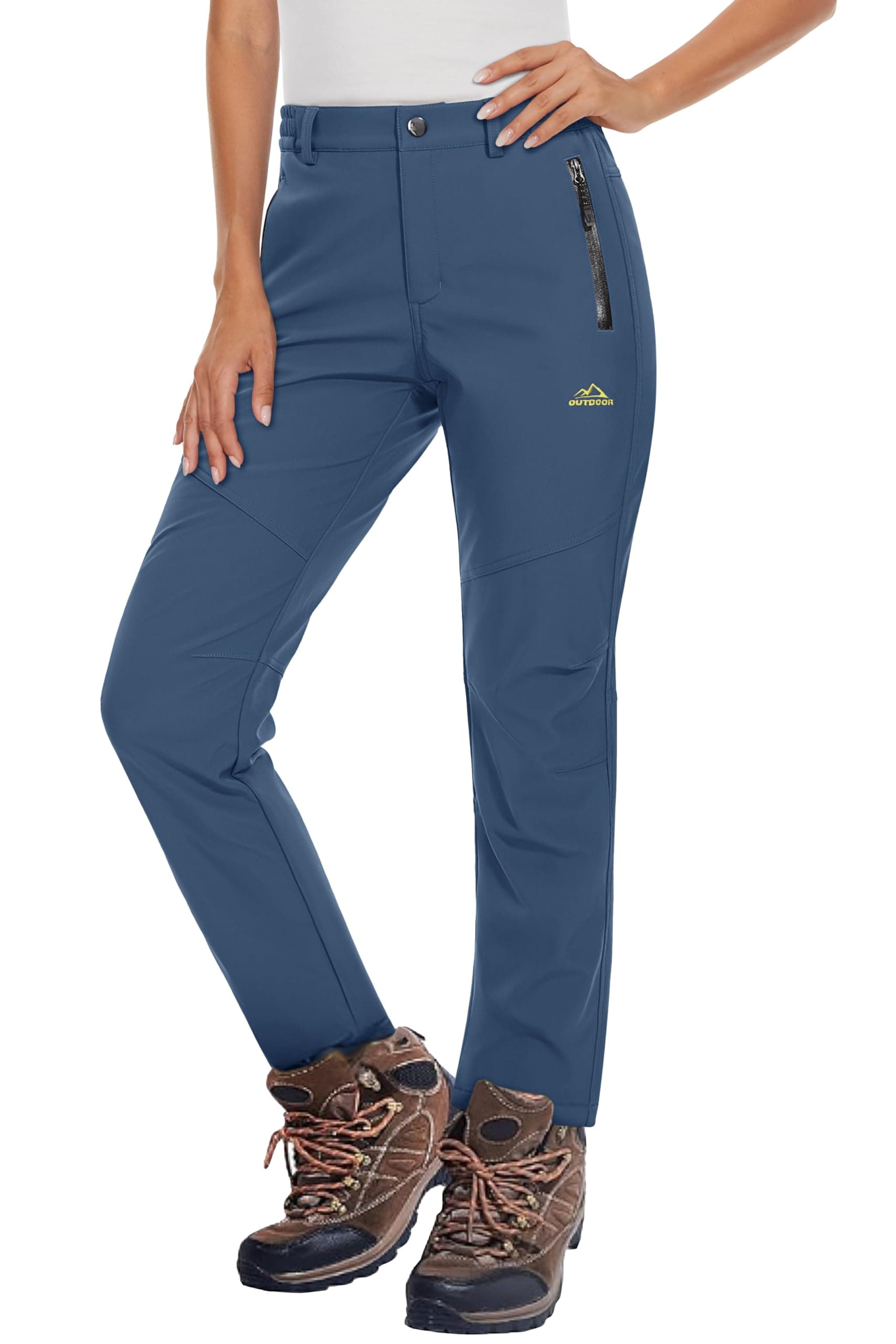 MAGCOMSEN Women's Fleece Lined Waterproof Insulated Snow Ski Pants Winter Warm Hiking Pants Outdoor Softshell